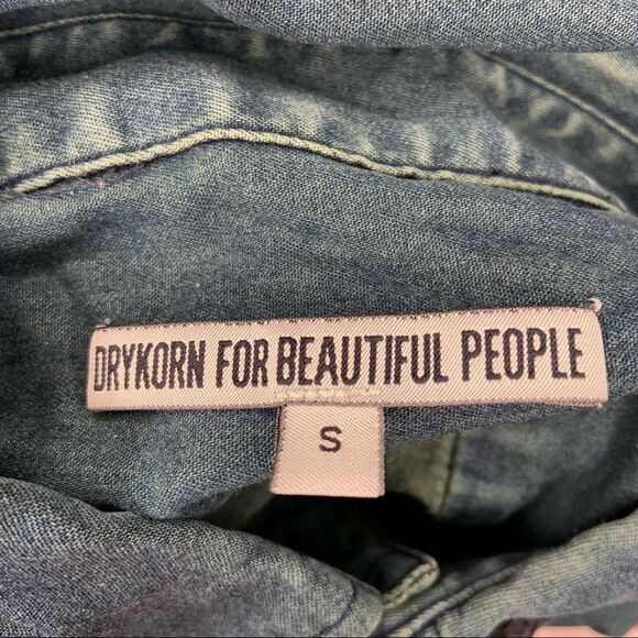 Sz Small Drykorn Denim Blue Collar Shirt - Picture 2 of 11